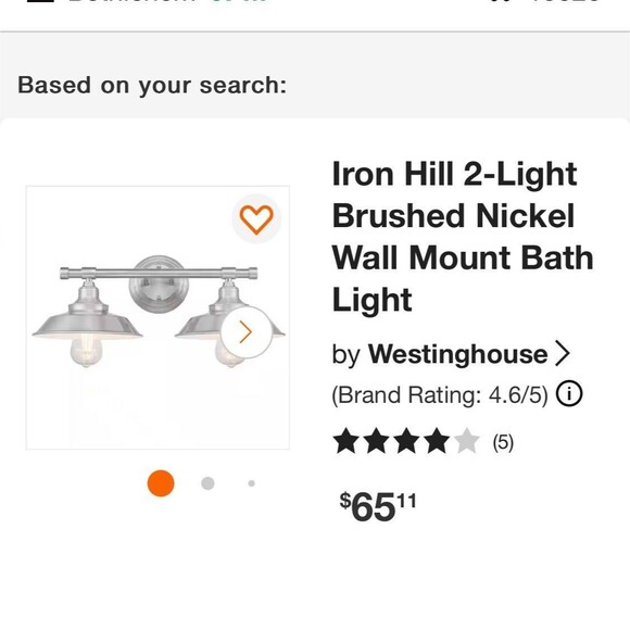 NWOB 19.4 in 2 light brushed nickel barn vanity light - Picture 1 of 2